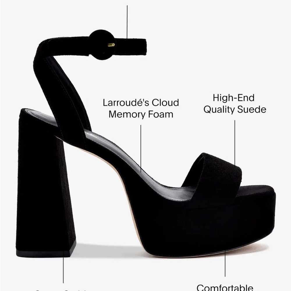 Larroude Dolly Sandal In Black Suede